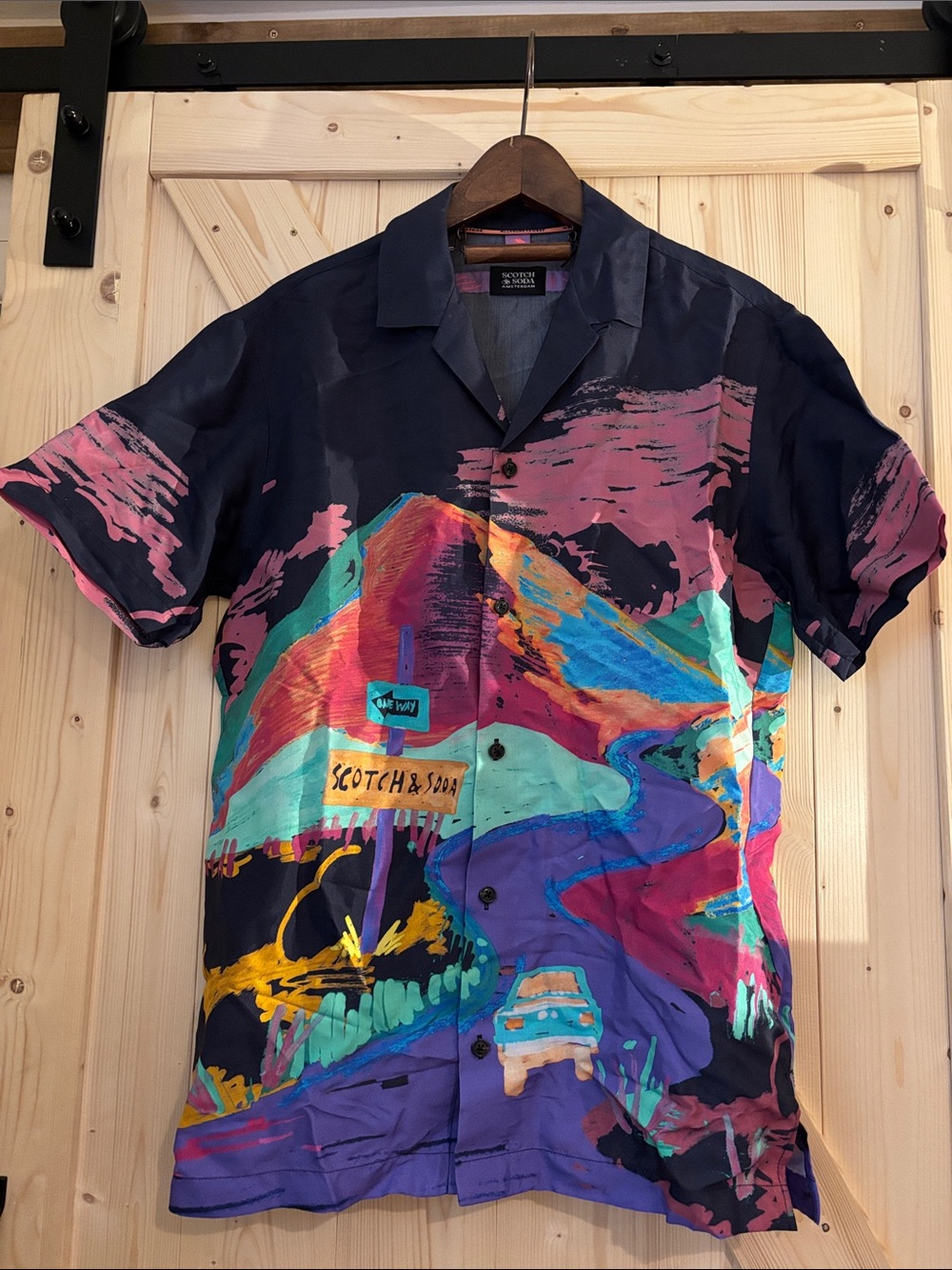 Scotch & Soda Men's Multicolor Abstract Print Short-Sleeve Shirt - Navy Base